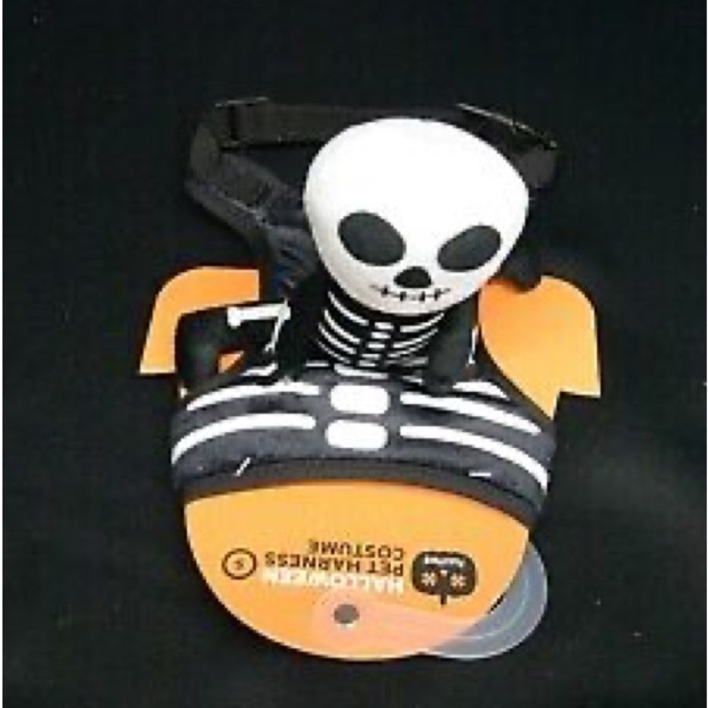Halloween Dog Harness Costume Sz SMALL Skeleton Rider Black Pet Dog